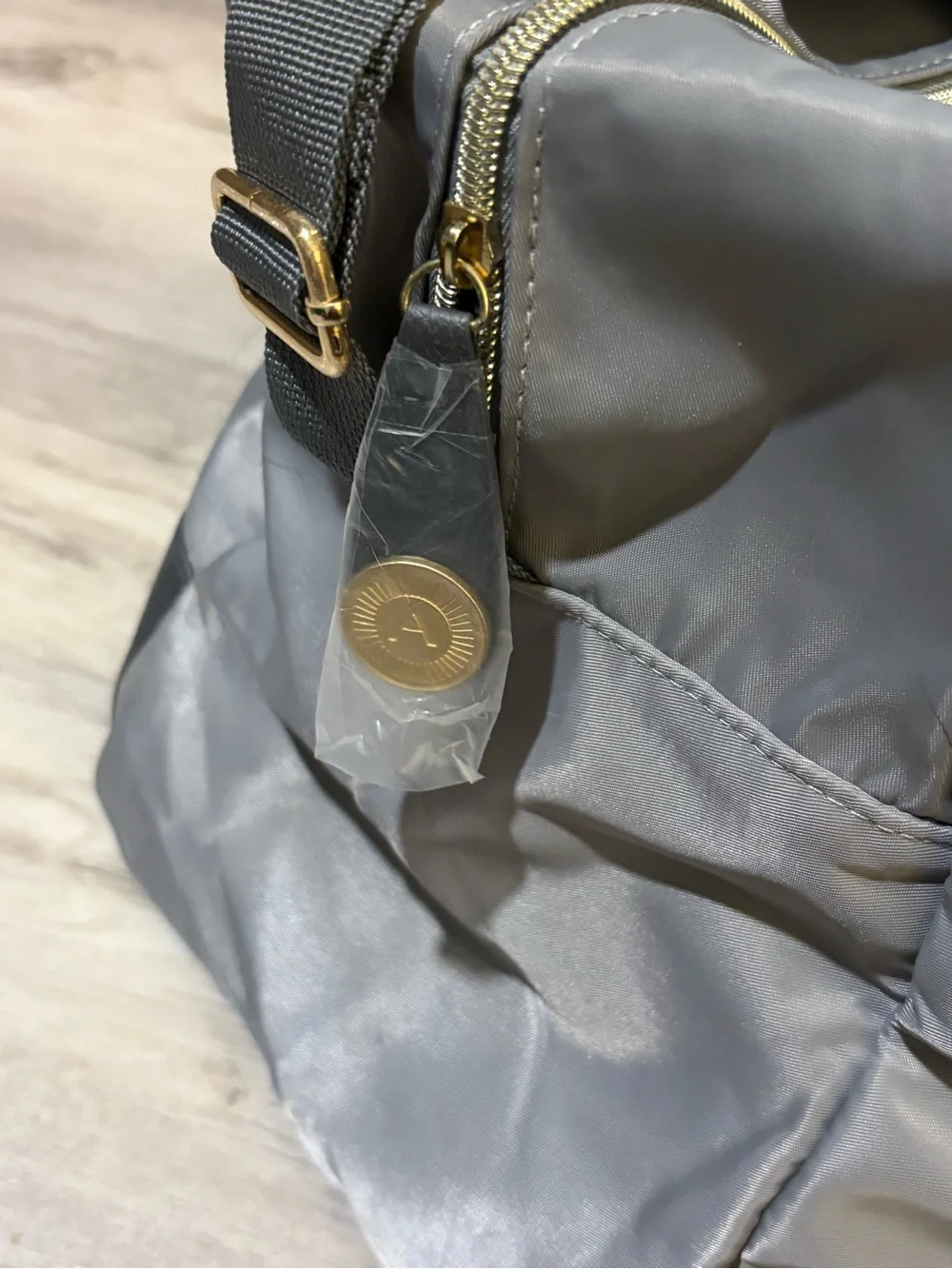 Azzaro Weekend Gray Nylon Duffle Bag Black Handles Unisex